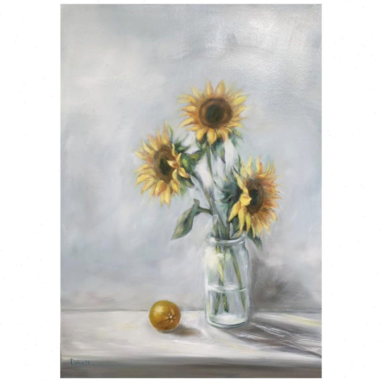 Tranh Hoa Nắng Cuối Thu Sơn Dầu 70x100cm Trang Trí Nội Thất 