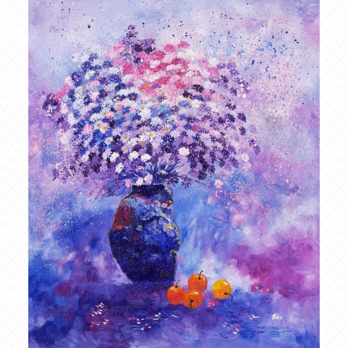 Tranh Hoa Tình Cờ Sơn Dầu Khung Sang Trọng 70x80cm Độc Bản 