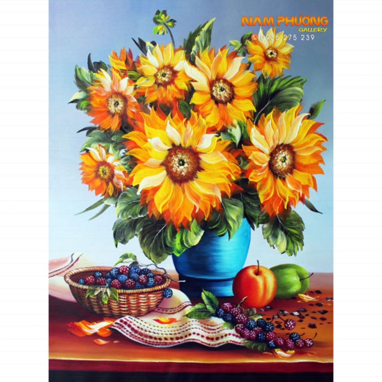 Tranh Sơn Dầu Bình Hoa Hướng Dương Minh Hưng 60x90cm Canvas 