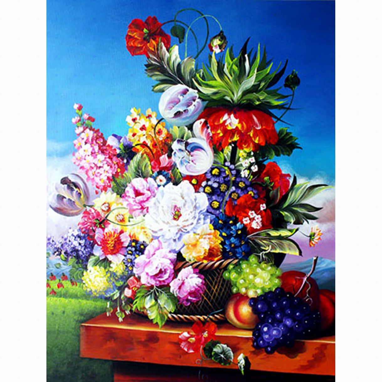 Tranh Sơn Dầu Bình Hoa Vẽ Tay Canvas 60x80cm Khung Gỗ Cao Cấp 