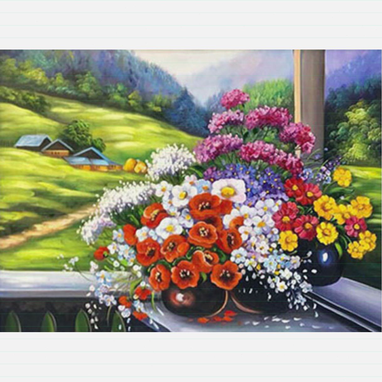 Tranh Bình Hoa Sơn Dầu TSD315 Vải Canvas 80x60cm Độc Bản 