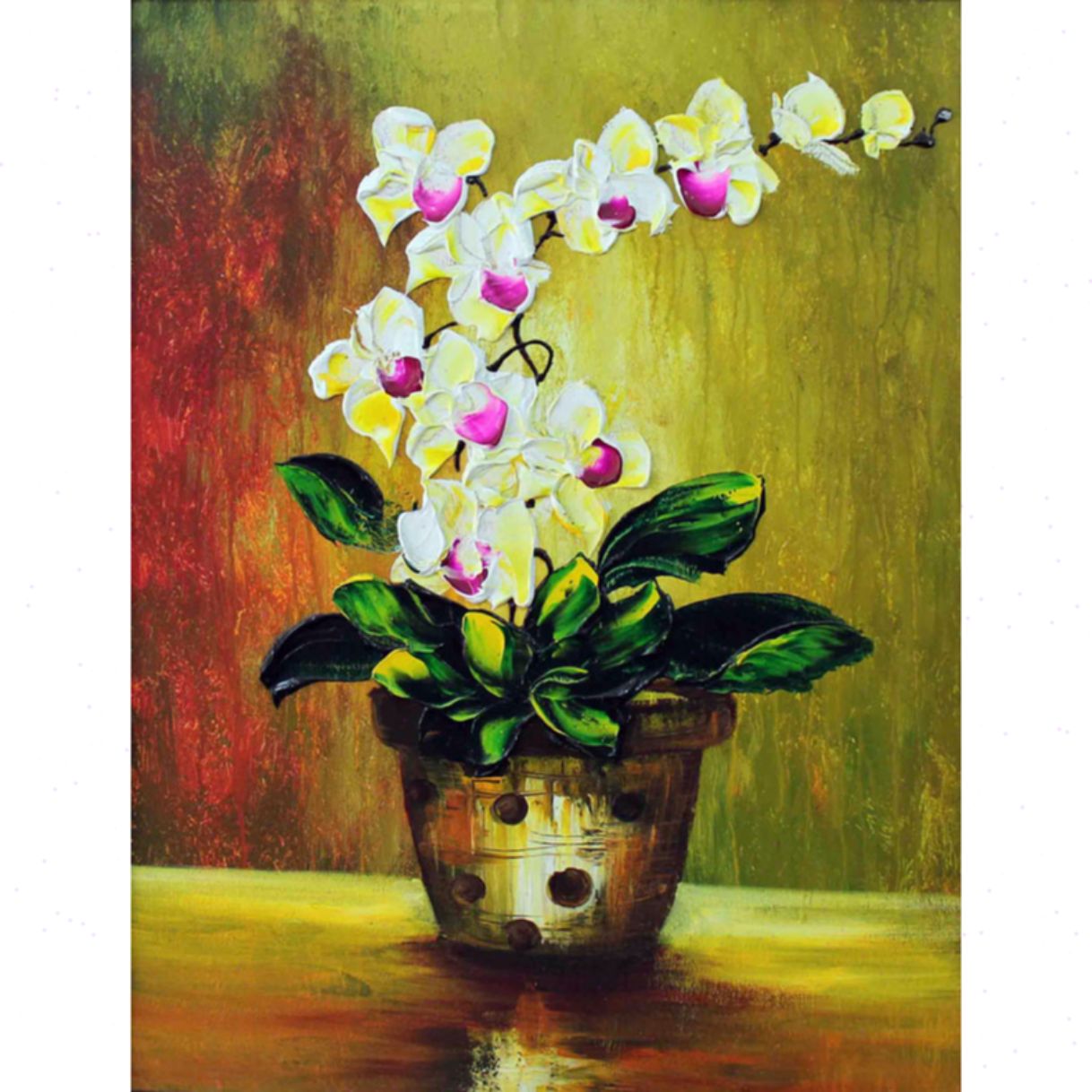 Tranh Sơn Dầu Hoa Lan Trong Chậu Minh Hưng Gallery Vẽ Tay 