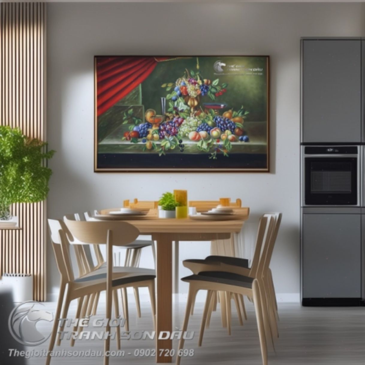 Tranh tĩnh vật trái cây cổ điển sơn dầu kích thước đa dạng đẹp 