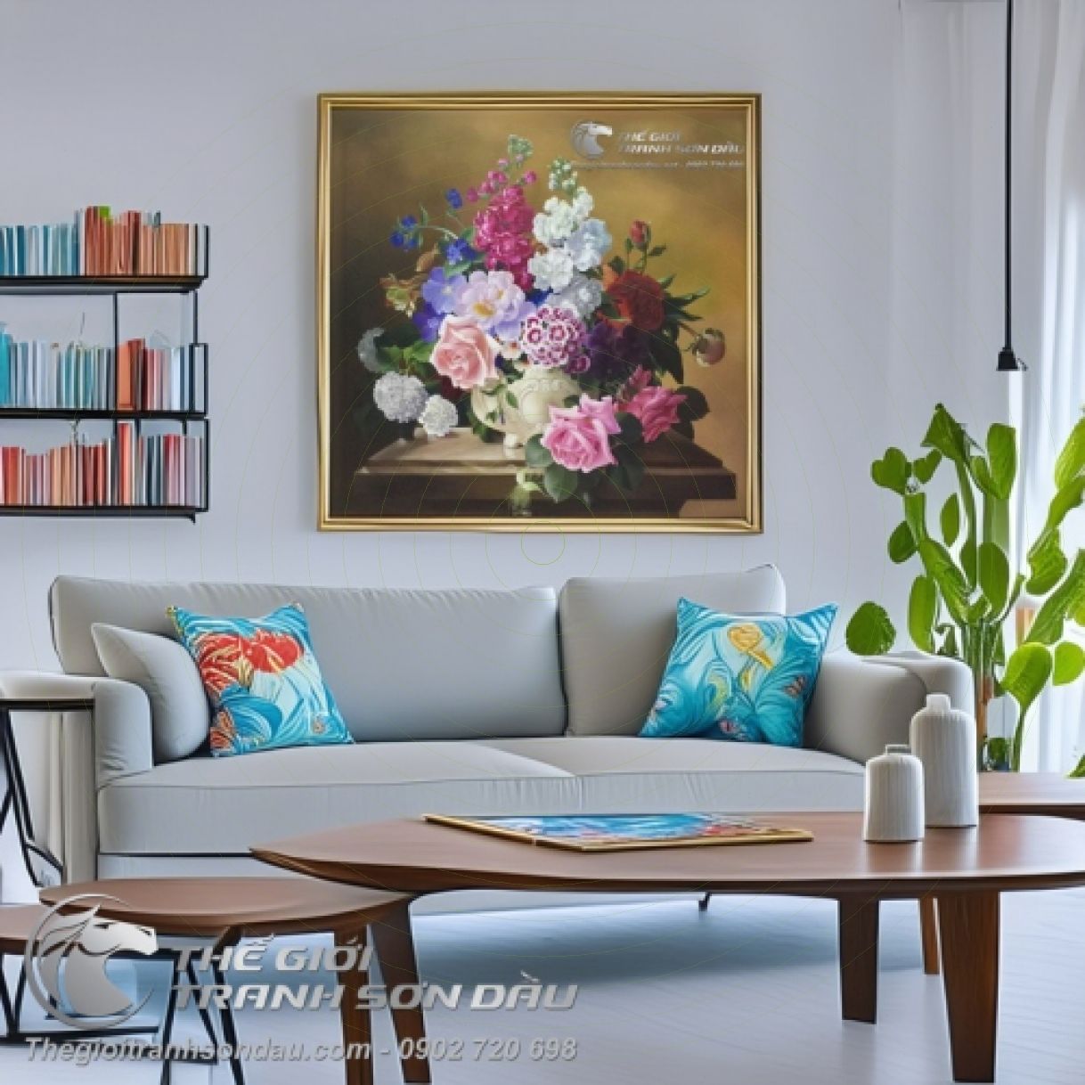 Tranh Hoa Tả Thực Cổ Điển Sơn Dầu Khung 6cm Đa Kích Thước Lớn 