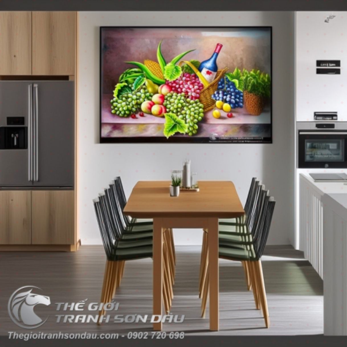 Tranh Tĩnh Vật Giỏ Trái Cây Sơn Dầu 60x80cm Đa Màu Sắc 