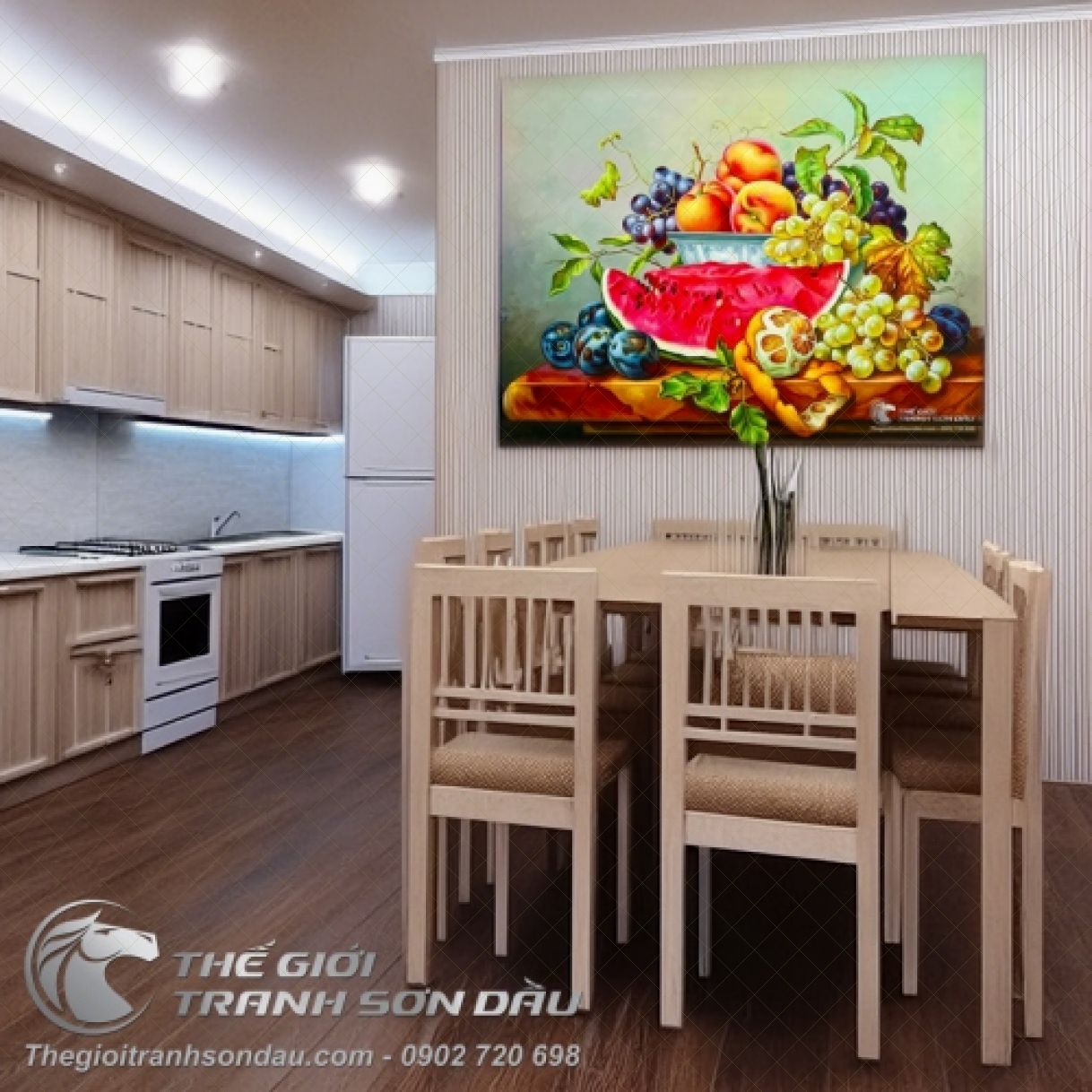 Tranh Tĩnh Vật Giỏ Trái Cây Acrylic 60x80cm Độc Bản Sang Trọng 