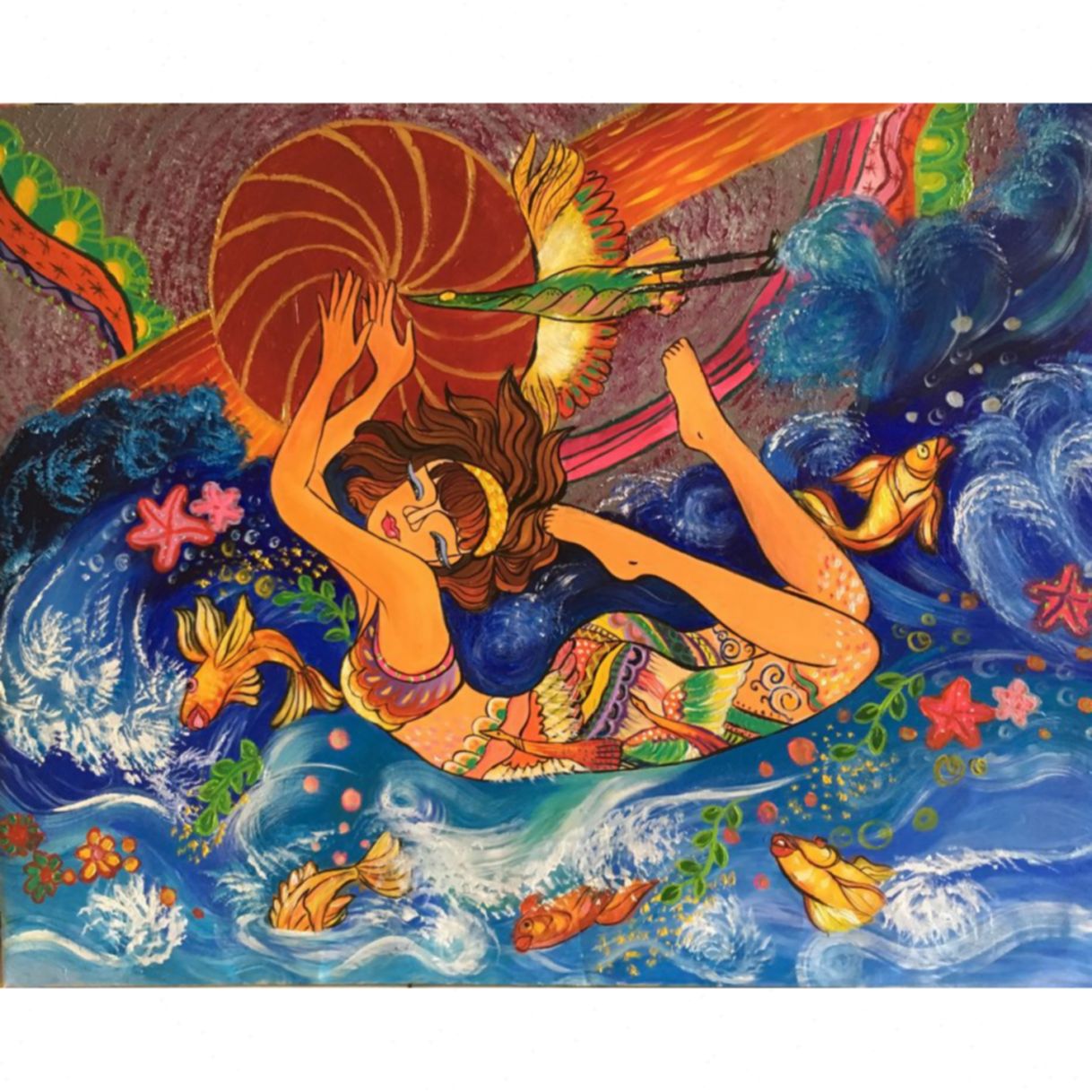 Tranh Hòa Quyện Nguyễn Hoa Acrylic Kích Thước 80x100cm 