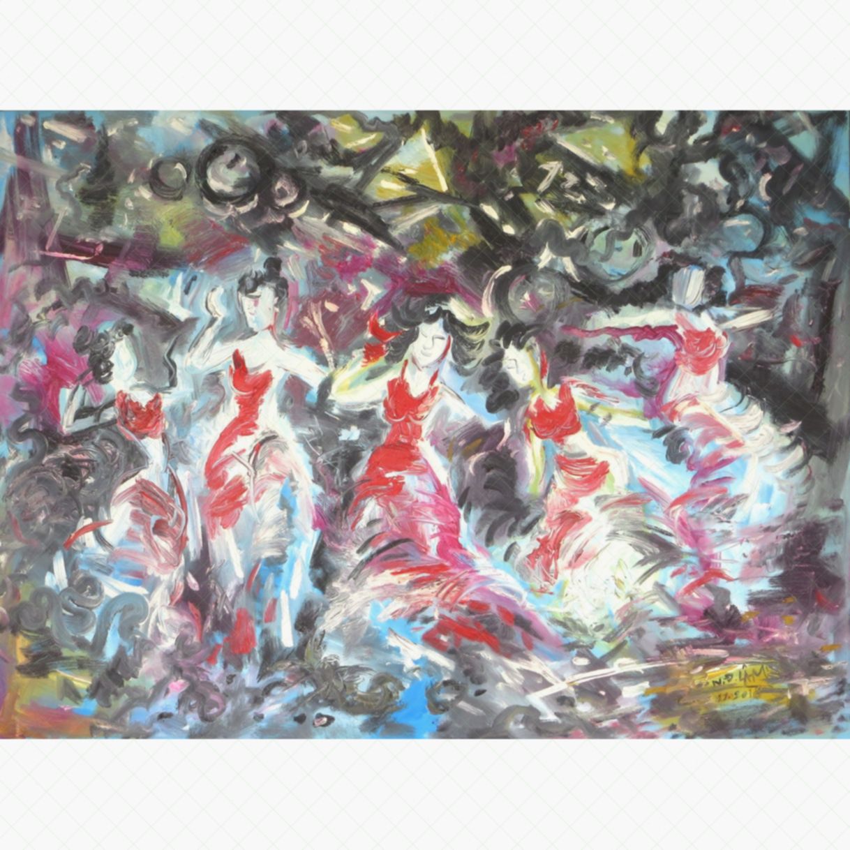 Tranh nghệ thuật đêm cuồng say sơn dầu 90x120cm độc bản 