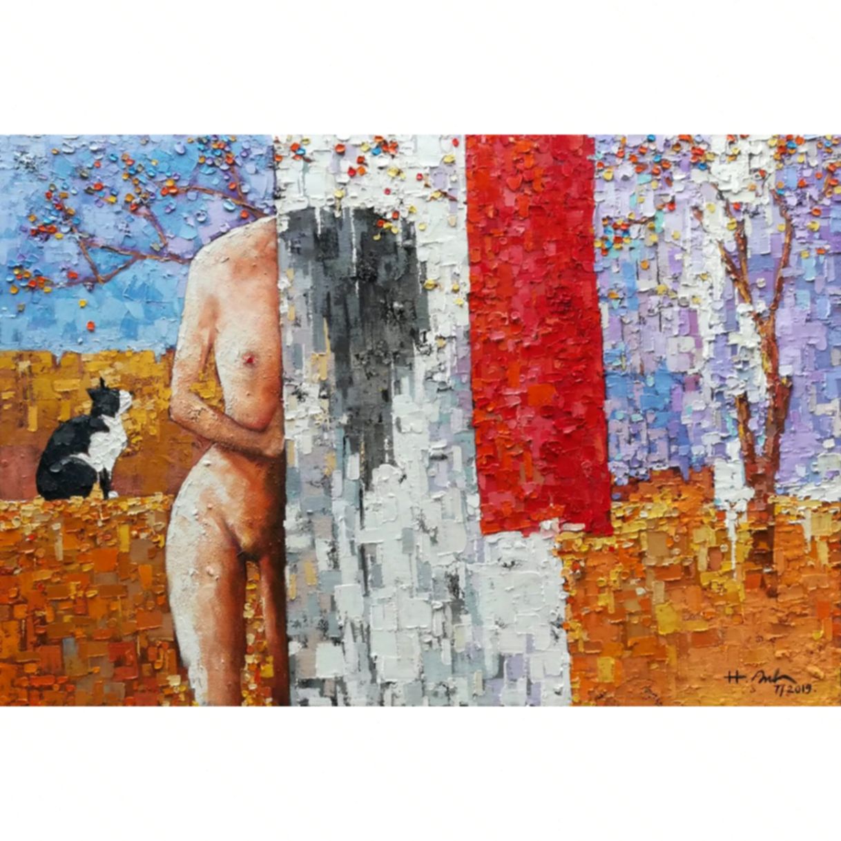 Hoàng Anh tranh chớm hạ sơn dầu 120x175cm nghệ thuật độc đáo 