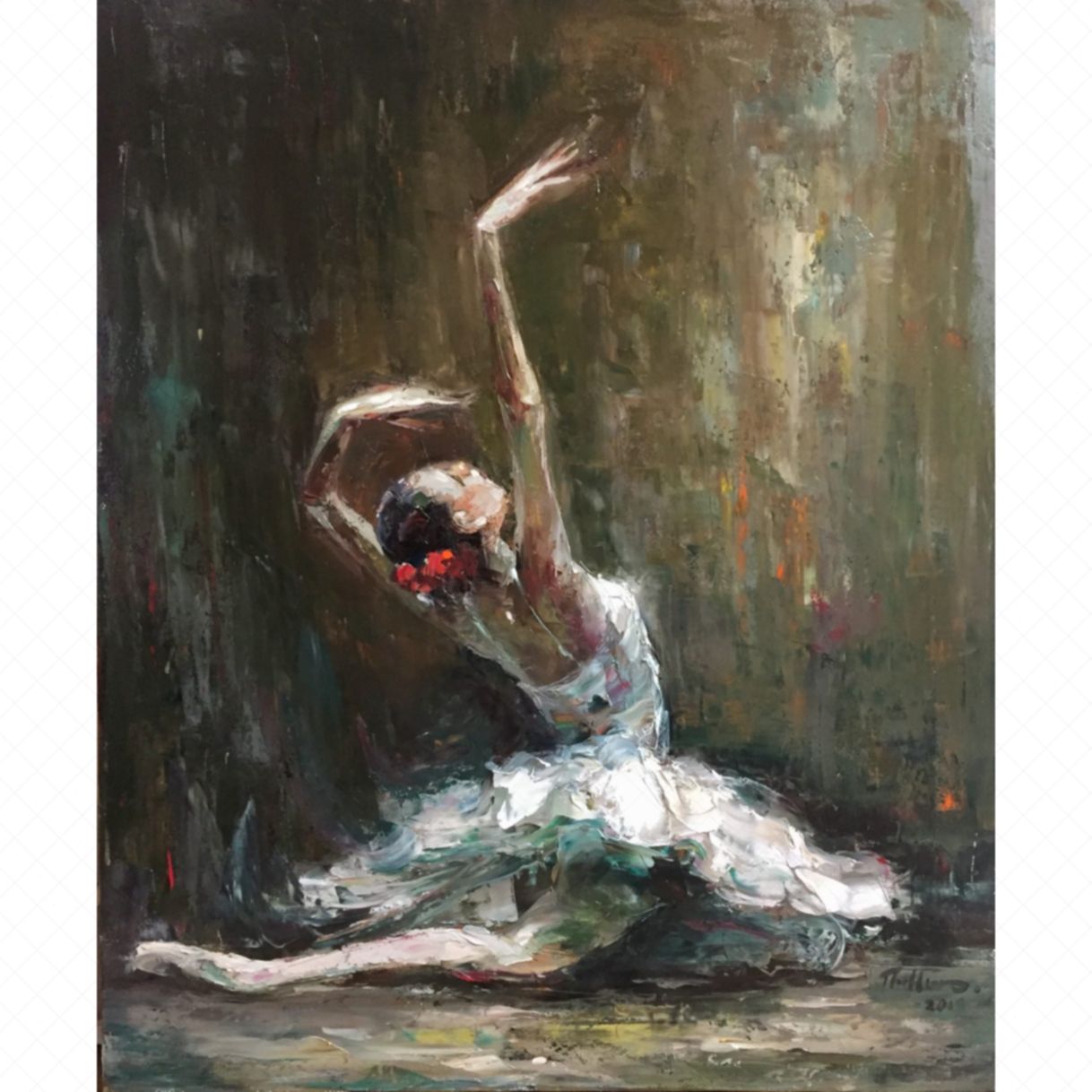 Tranh Nốt Sol Giáng Oil On Canvas 120x100cm Ballet Dancer 
