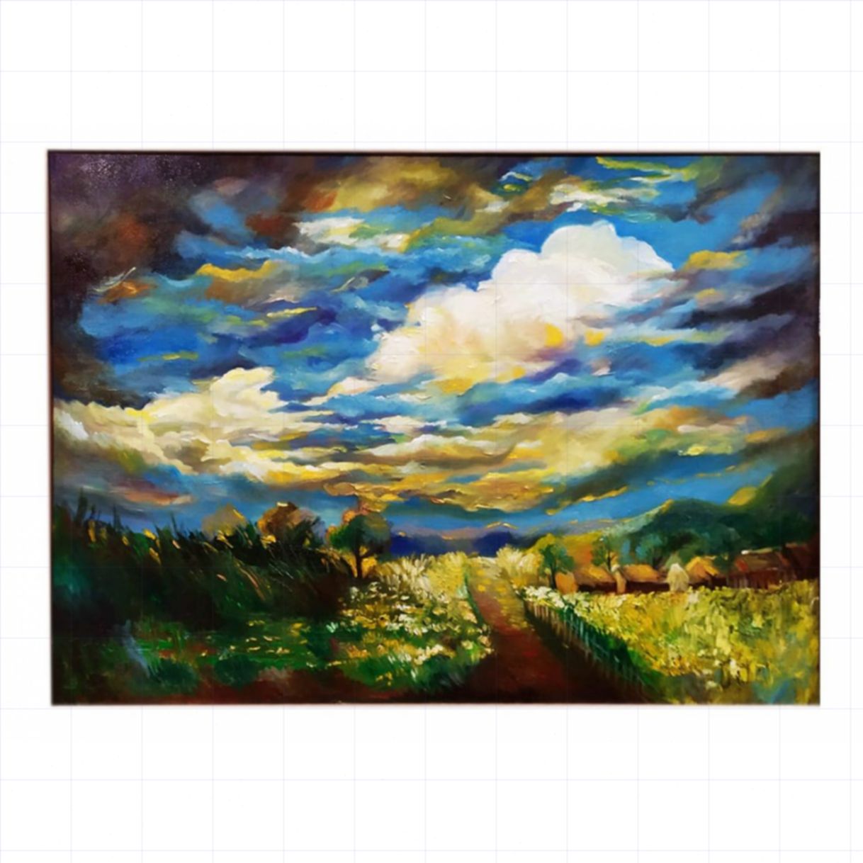 Tranh Bảo Châu Mây Ngũ Sắc Sơn Dầu 80x120cm 2019 