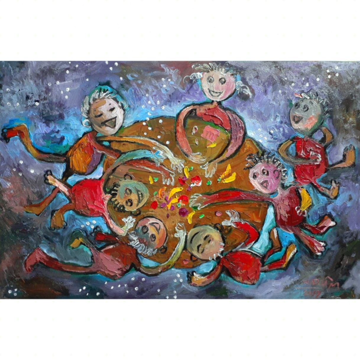 Tranh Nghệ Thuật Phá Cỗ Sơn Dầu 40x60cm Độc Bản 