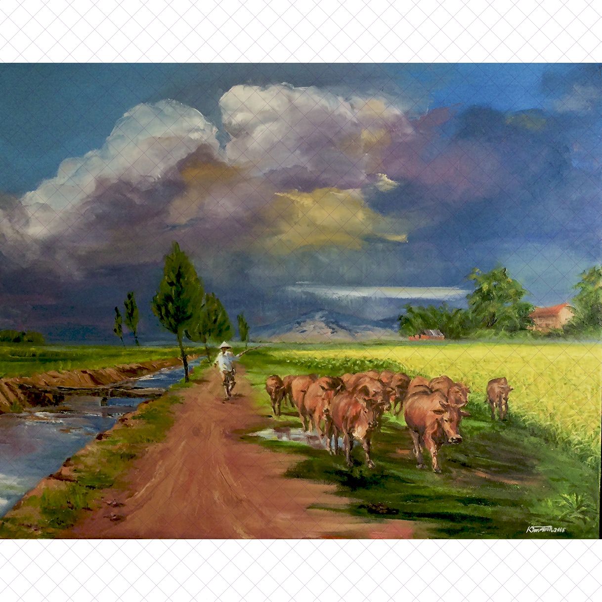 Tranh Sơn Dầu Đường Về Ánh Trần 100x80cm 