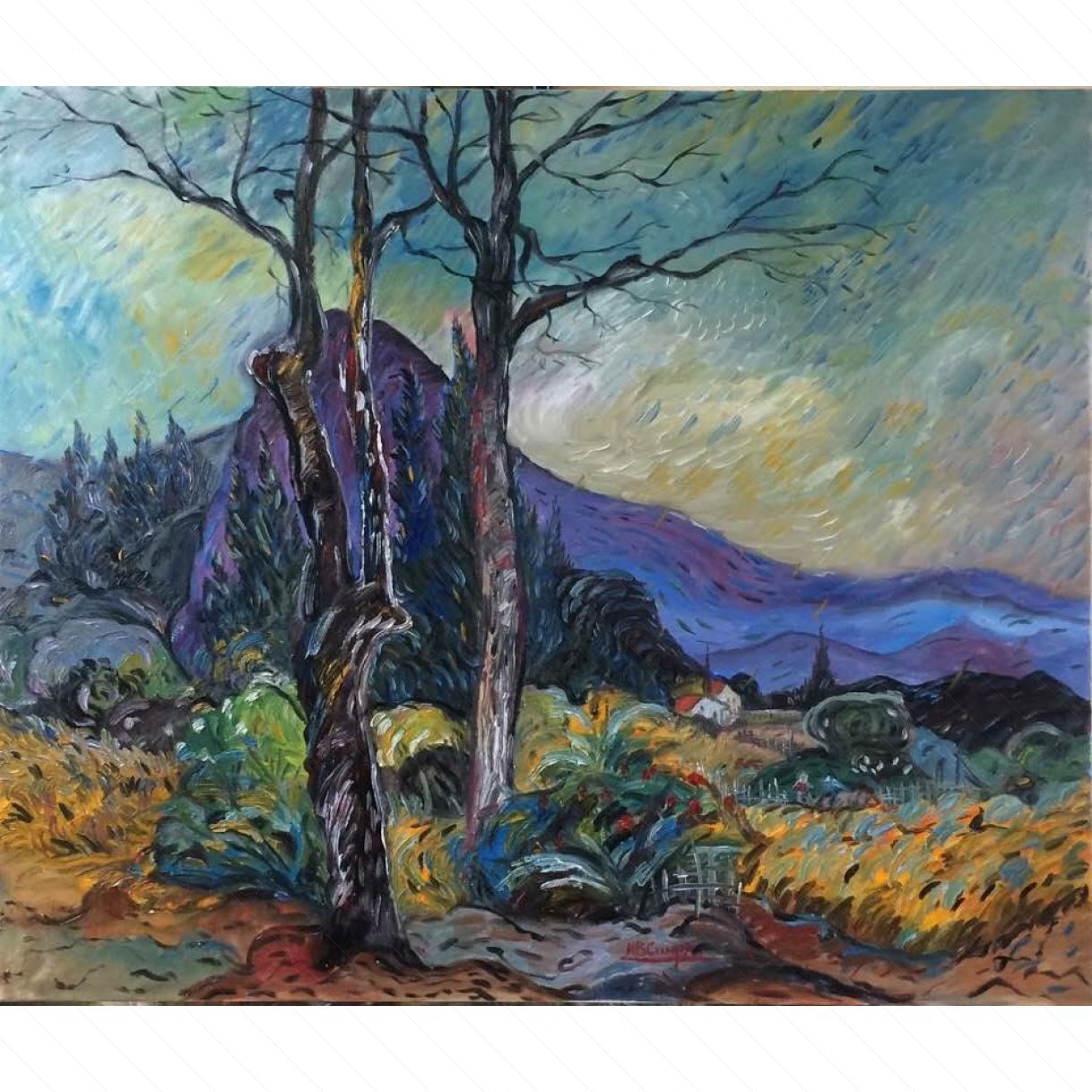 Tranh Nắng Thu Oil Canvas 68x81cm Độc Đáo Sang Trọng 