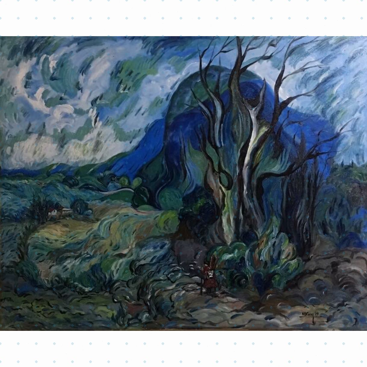 Tranh Bá Cung về nhà Oil on canvas 2019 nghệ thuật độc bản 