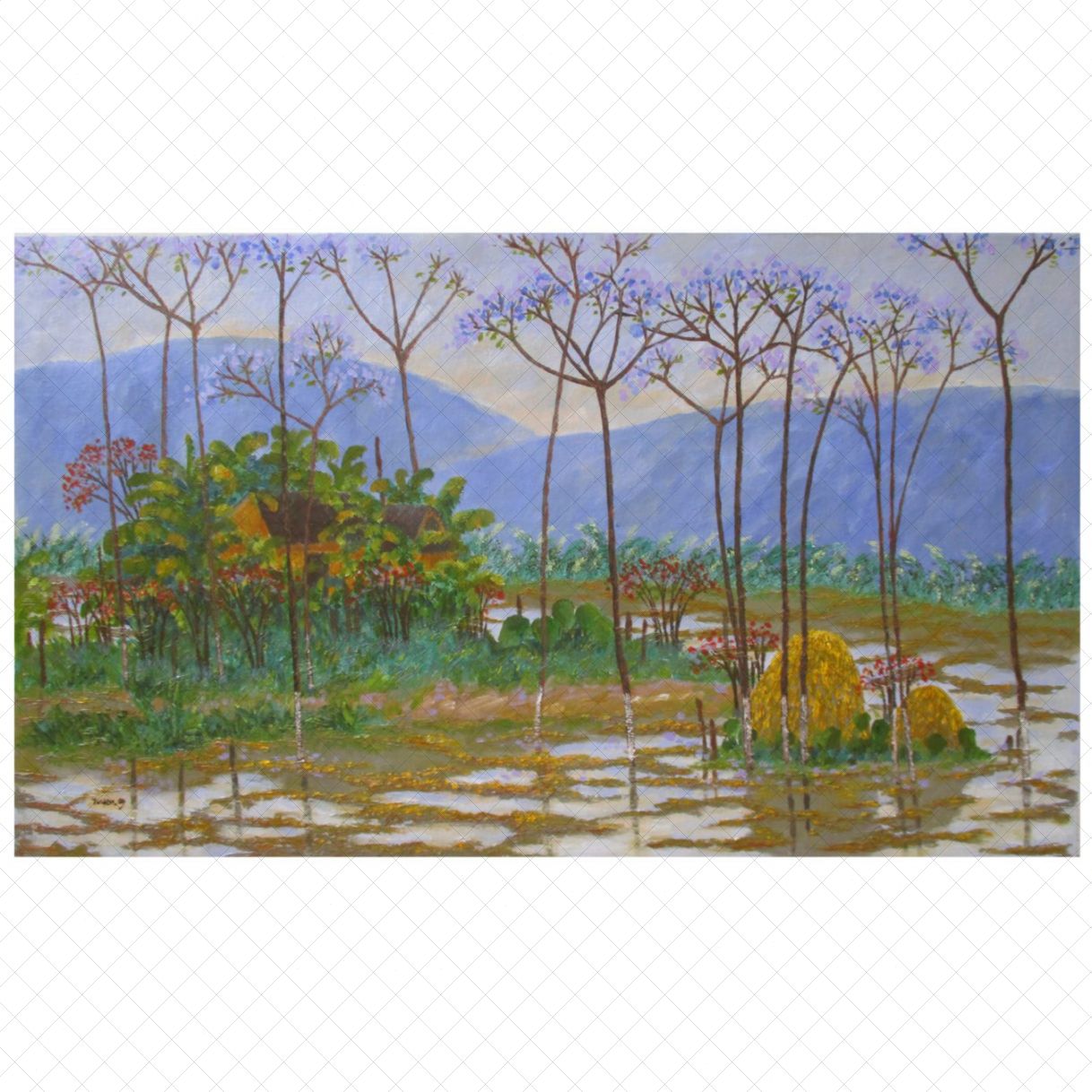 Tranh Acrylic Nghệ Thuật Ngày Ấy Võ Văn Tuyền 60x35cm 
