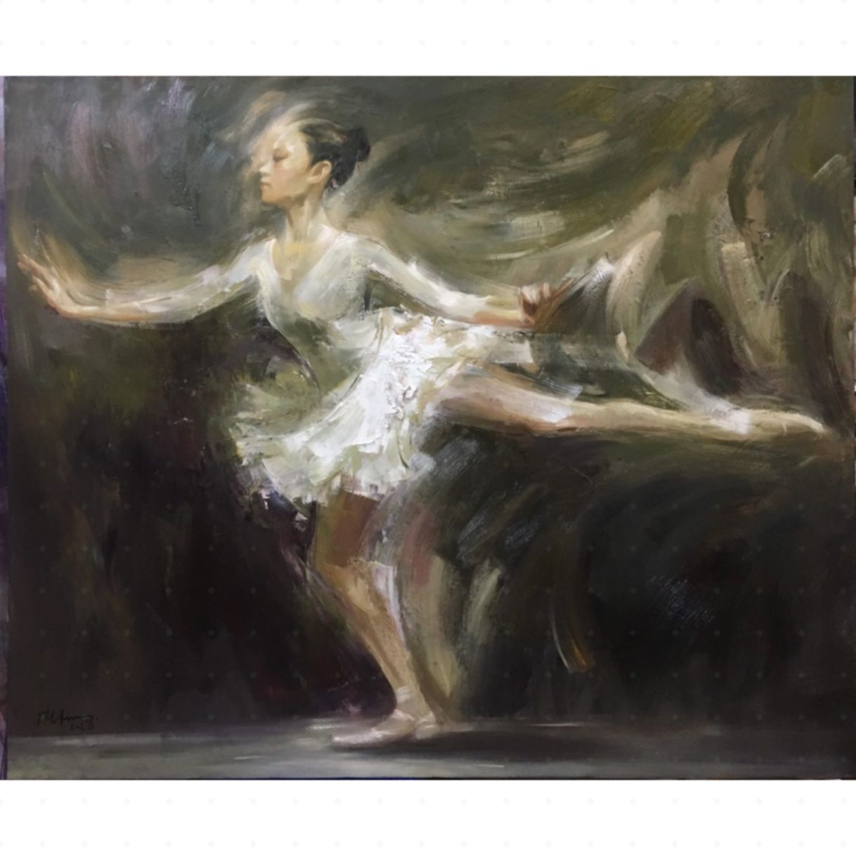 Tranh Ballet Dancer Sơn Dầu Có Khung Độc Bản 