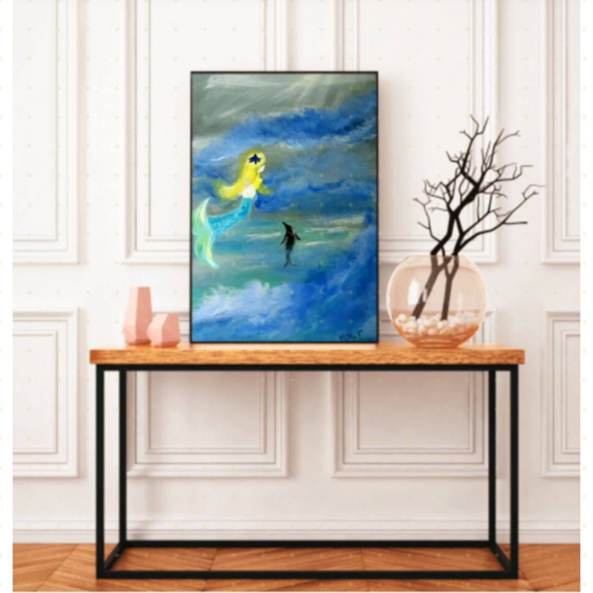 Tranh Nghệ Thuật Biển Động Acrylic Canvas 50x70cm 