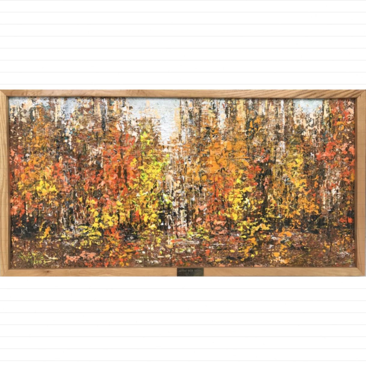 Hứa Dũng tranh thu vàng acrylic 40x80cm tranh sáng tác độc bản họa sĩ 