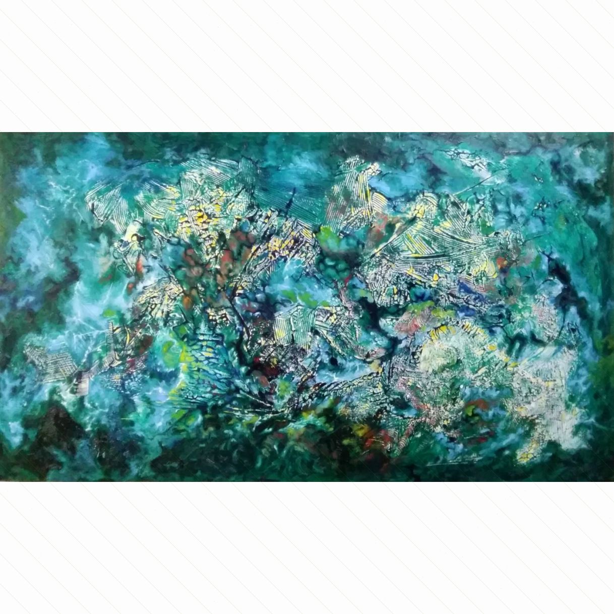 Tranh Nghệ Thuật Màu Xanh Trở Lại Sơn Dầu 80x140cm Độc Bản 