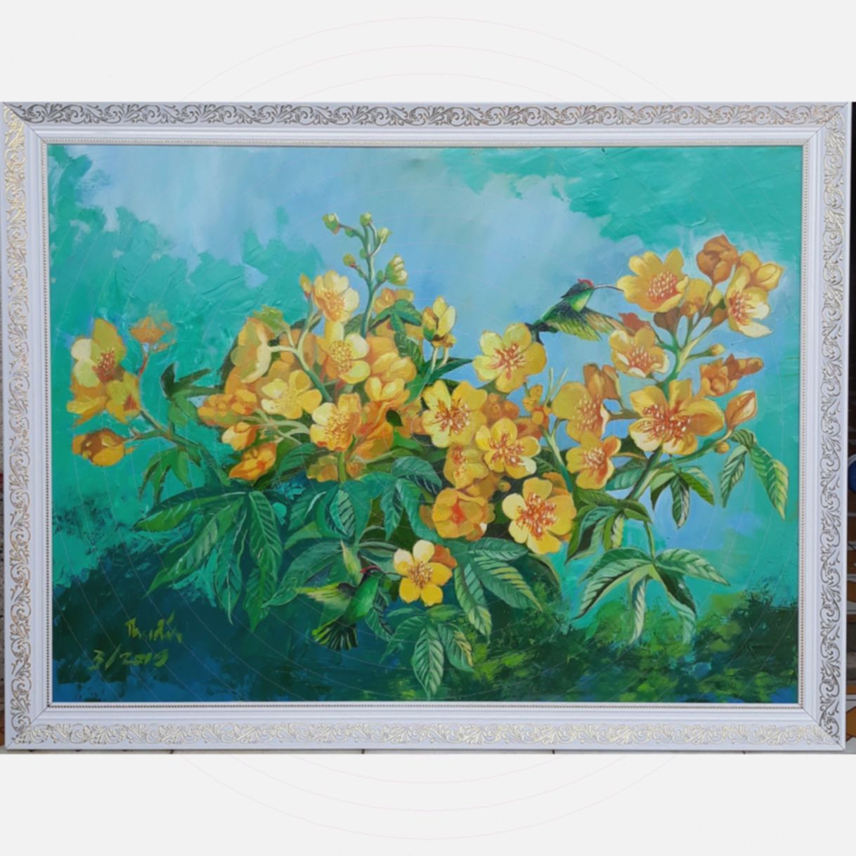 Tranh Hoa Xuân Sơn Dầu Kích Thước 60x80cm Tác Phẩm Đẹp 