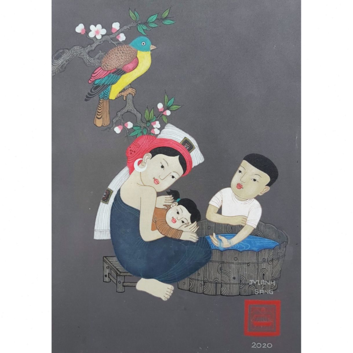 Tranh Nghệ Thuật Tình Mẫu Tử Acrylic 40x60cm Ý Nghĩa Sâu Sắc 