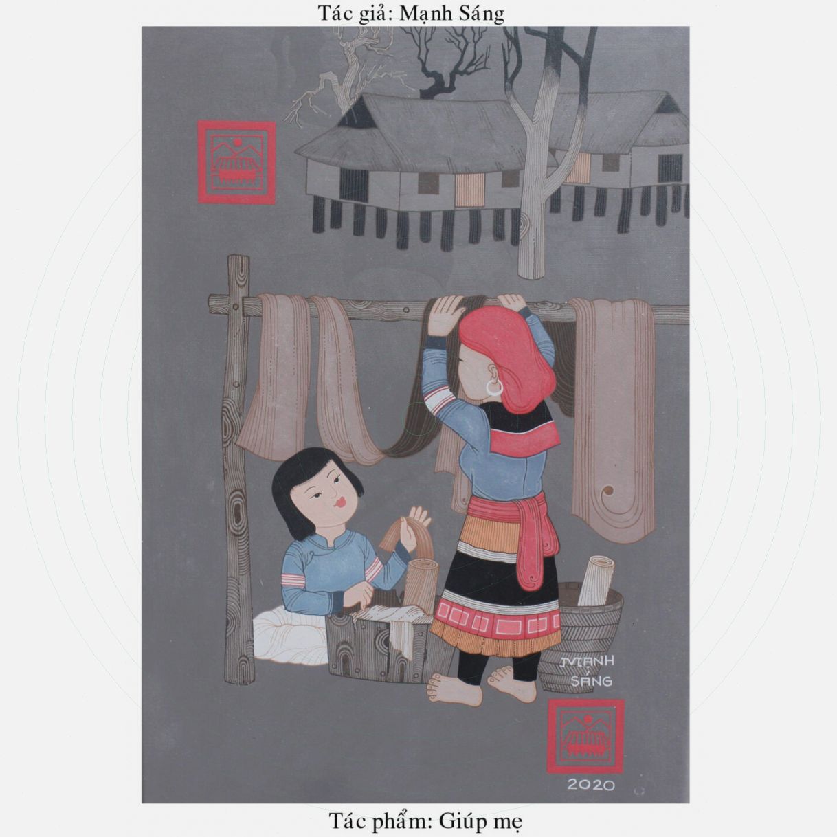 Tranh Nghệ Thuật Giúp Mẹ Acrylic Tranh Vẽ Tay Canvas Độc Bản 