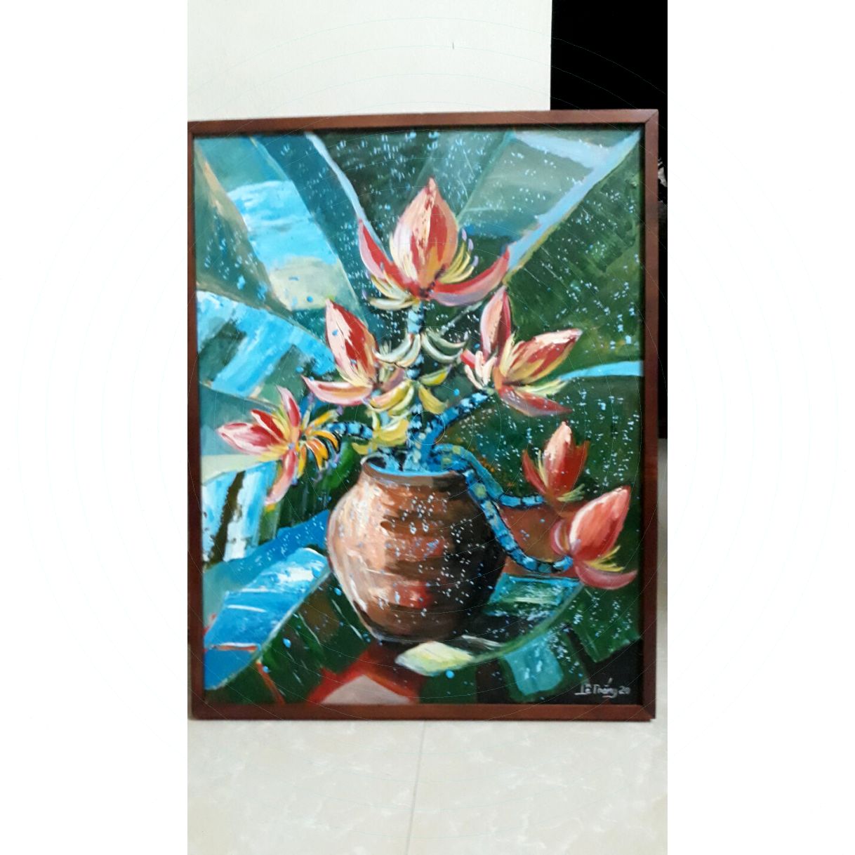Tranh Sơn Acrylic Hoa Chuối Rừng 70x90cm Sáng Tác Thủ Công 