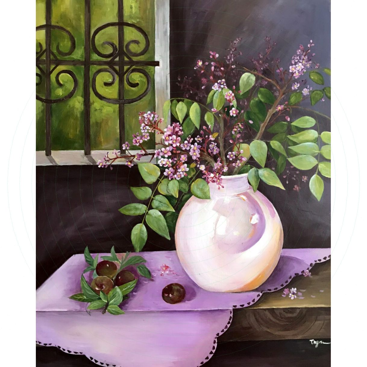 Tranh Acrylic Hoa Khế Nghệ Thuật Sáng Tạo 40x50cm 
