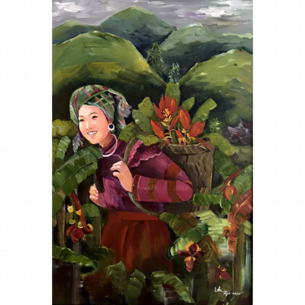 Tranh nghệ thuật hoa rừng acrylic 40x60cm độc bản 