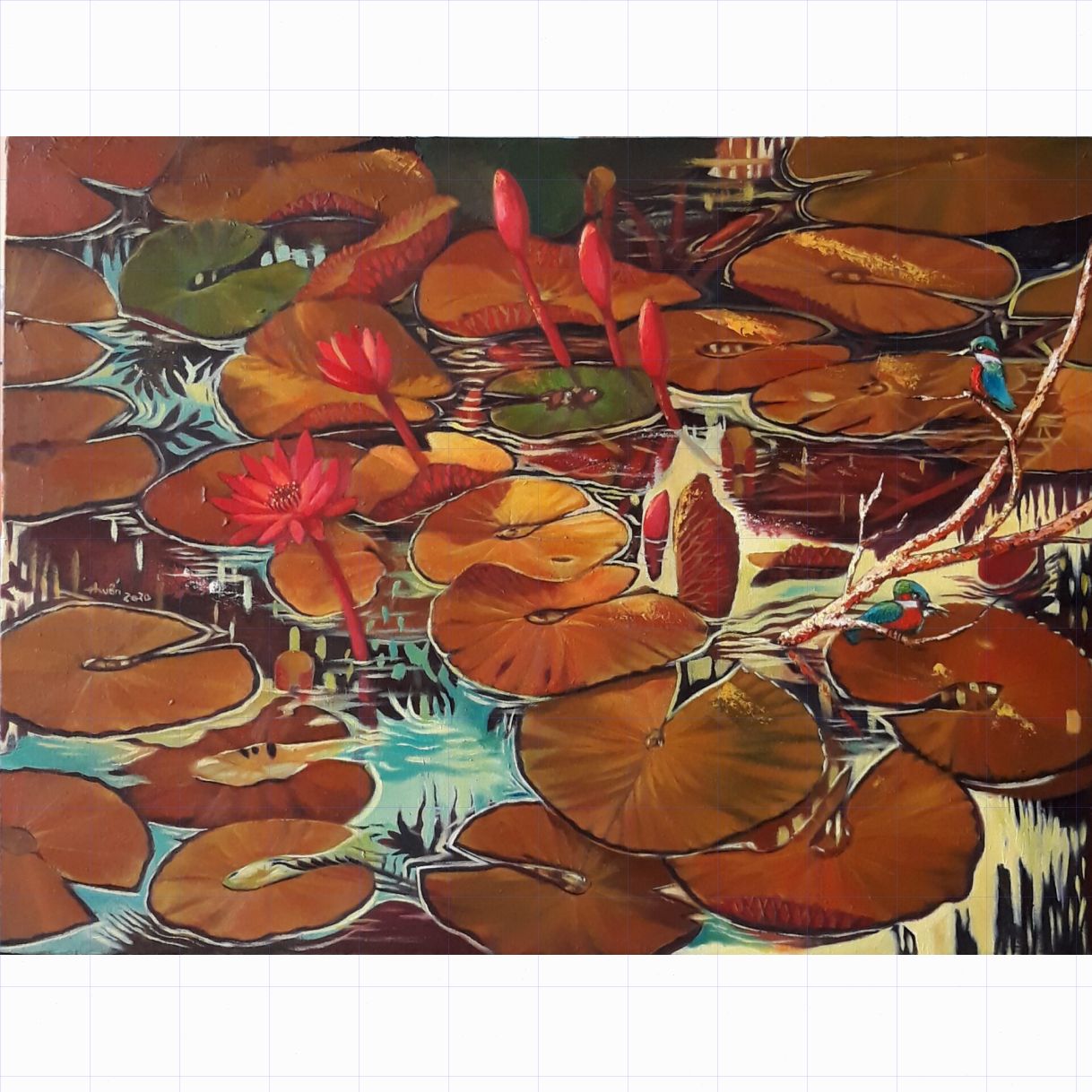 Tranh Sơn Dầu Hoàng Thuấn Bên Nhau 2 60x80cm Độc Đáo 