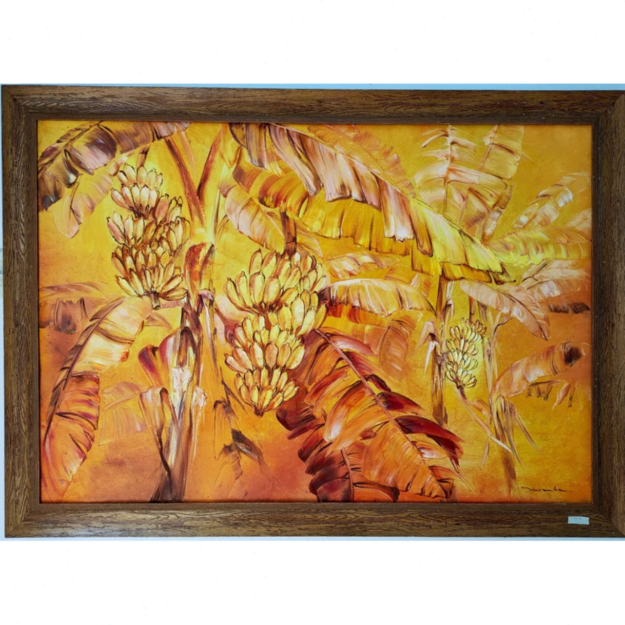 Tranh Nghệ Thuật Lá Chuối Vàng Sơn Dầu Khung 90x130cm Độc Bản 