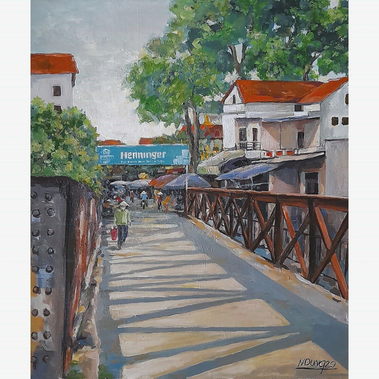 Tranh nghệ thuật sớm mùa thu acrylic sắc nét 