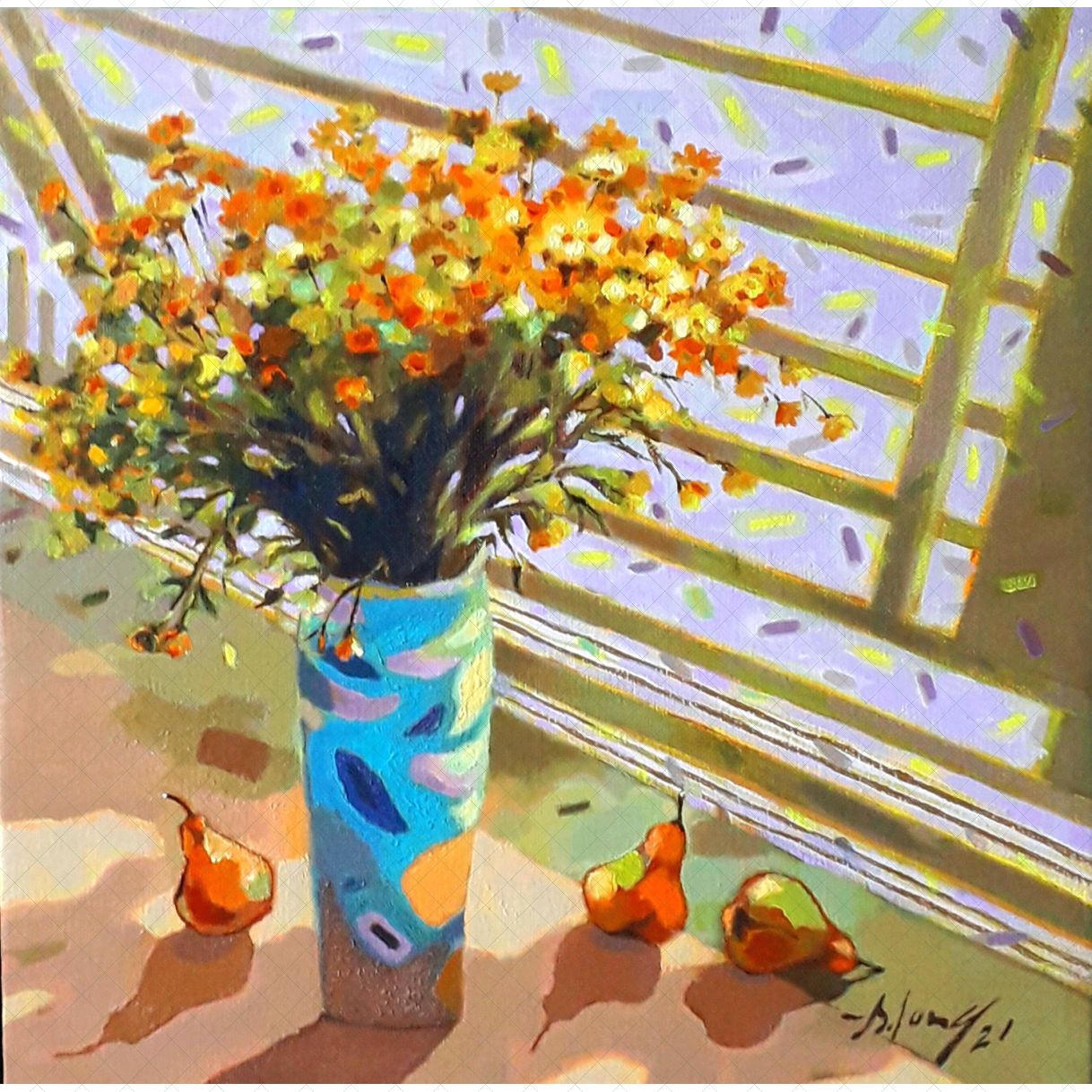Tranh Nghệ Thuật Một Sớm Mùa Thu Tổng Hợp Vải Bố Nga 60x60cm 