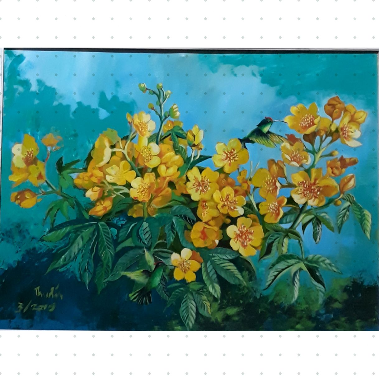 Tranh Sơn Dầu Sắc Sen 70x90cm Họa Sĩ Hoàng Thuấn 