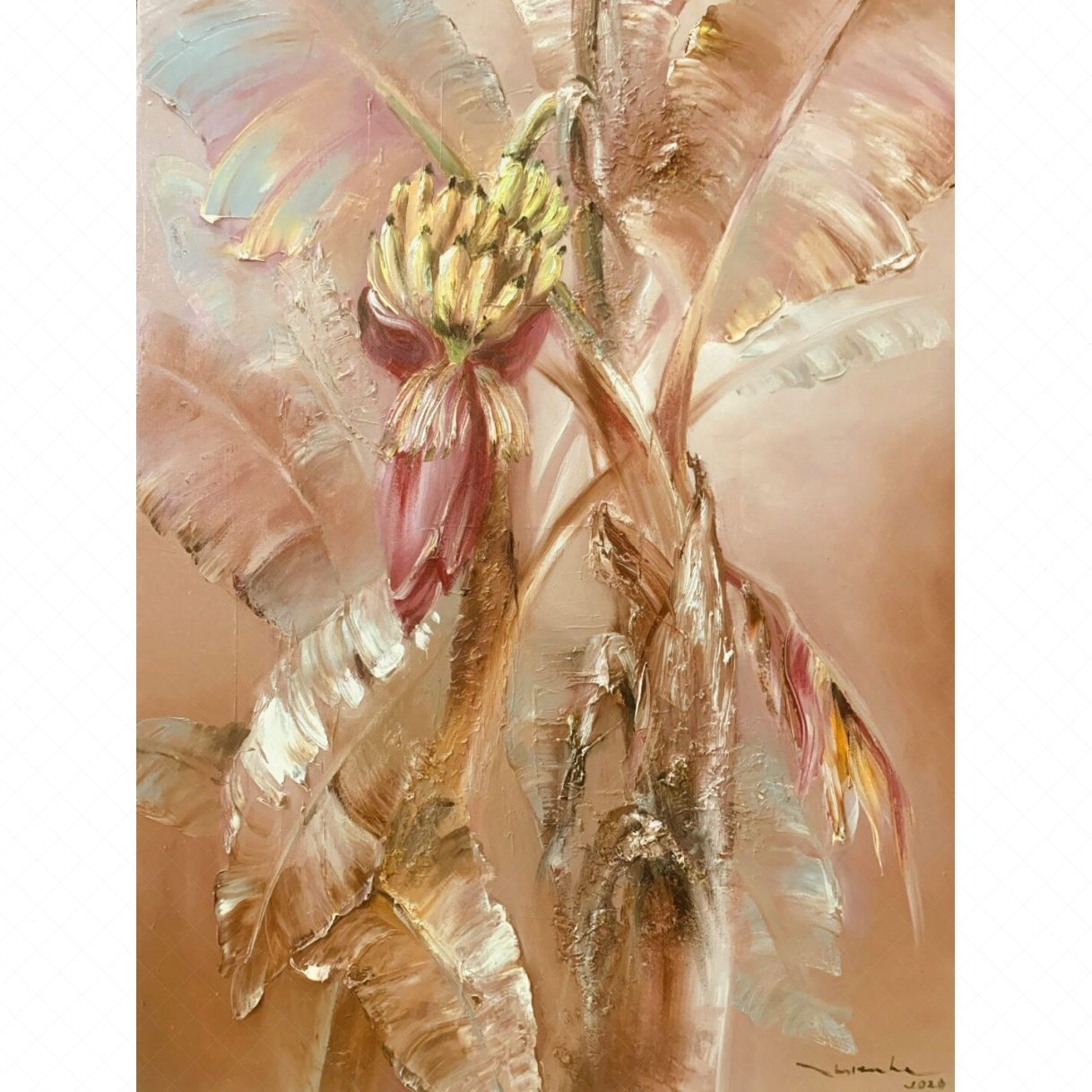 Tranh Nghệ Thuật Cây Chuối Sơn Dầu 60x80cm Sáng Tác 