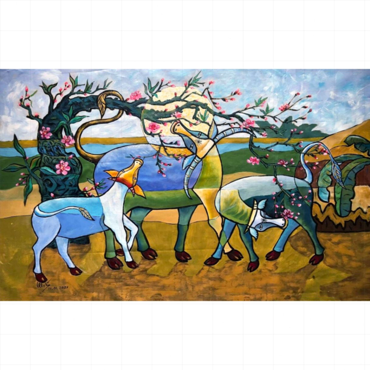 Tranh Phong Cảnh Gọi Nắng Xuân Về Acrylic 75x120cm Tinh Tế 