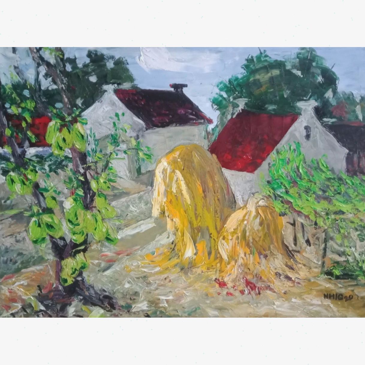 Tranh Sơn Dầu Sau Vườn Nhà 60x80cm Tác Phẩm Độc Bản 2020 