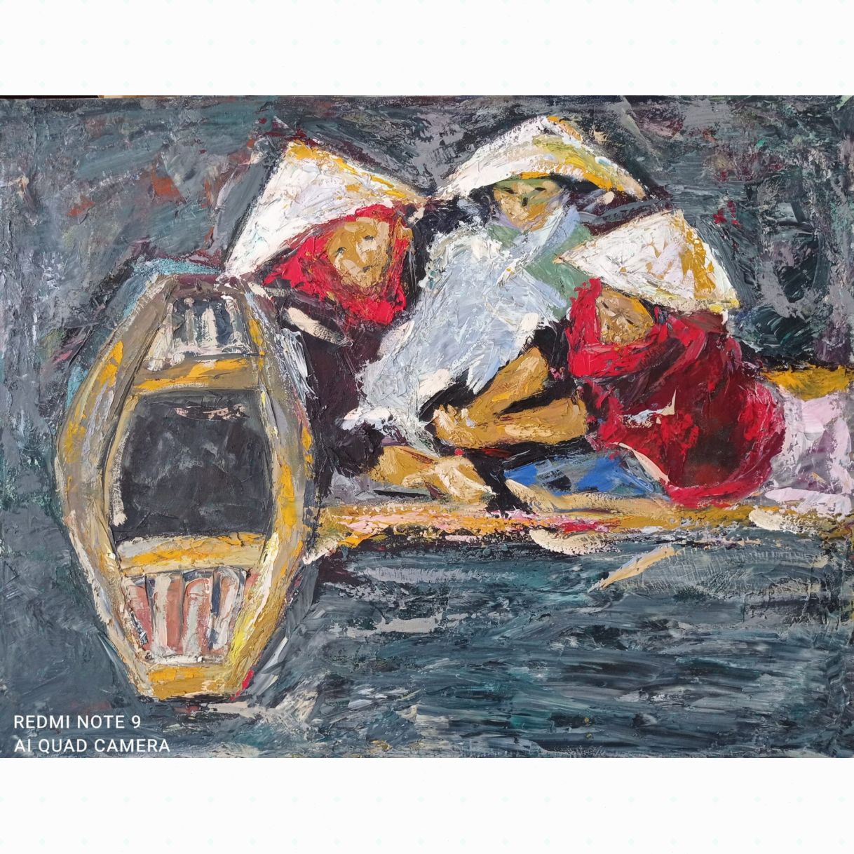 Tranh duy Lương đời sông sơn dầu 70x90cm sáng tác 2020 tranh độc bản 
