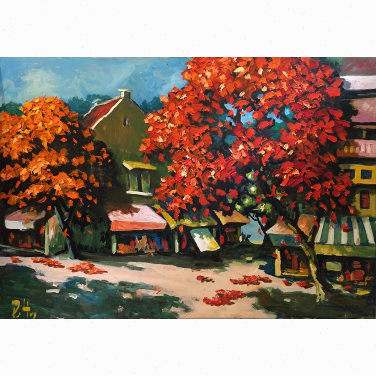 Tranh Phong Cảnh Buổi Trưa Sơn Dầu Toan Cao Cấp 100x140cm 