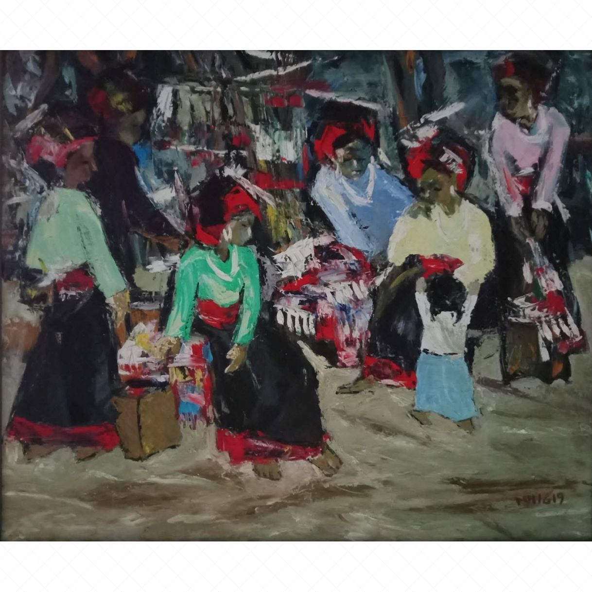 Duy Lương tranh phút nghỉ chân sơn dầu kích thước 100x120cm 
