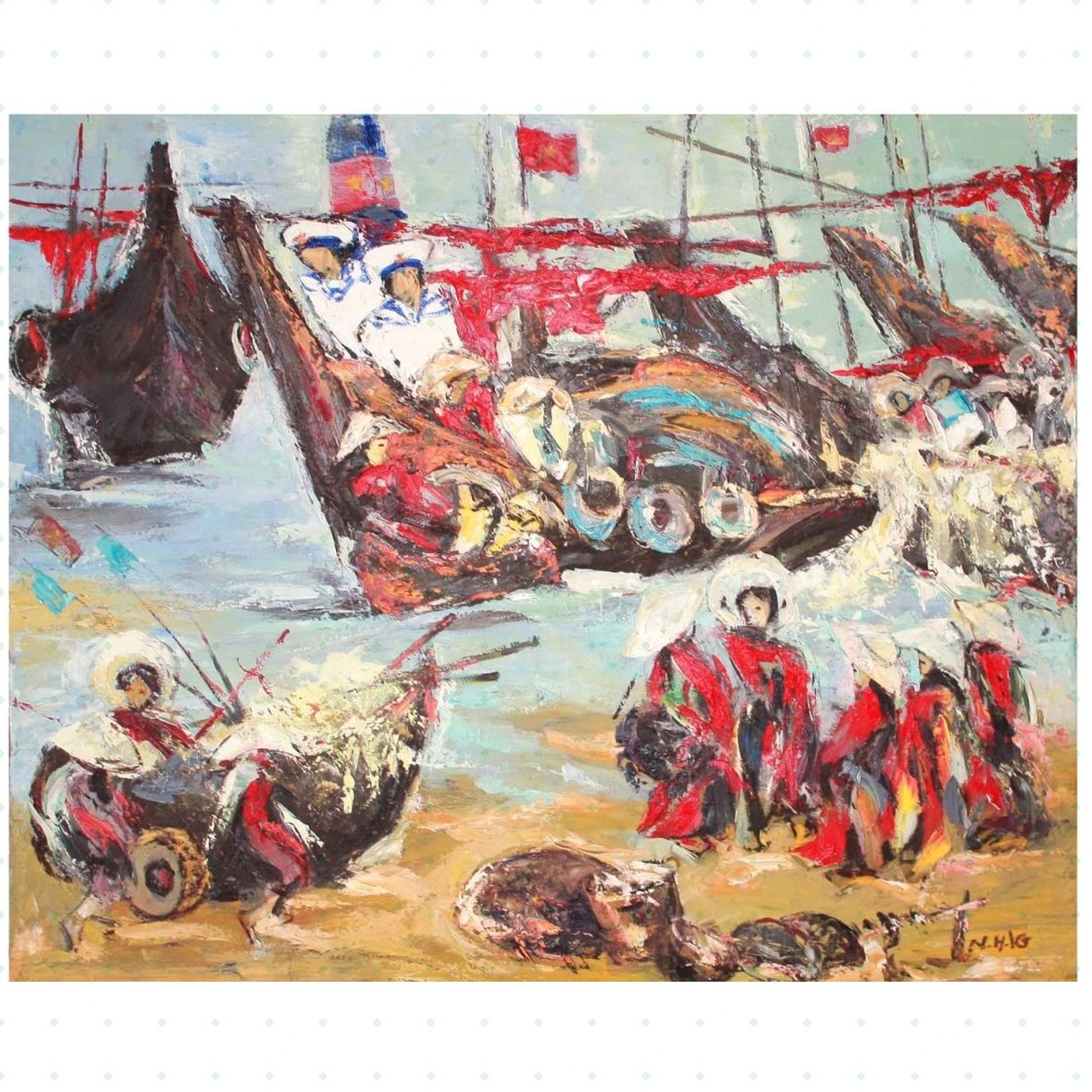Tranh Sơn Dầu Mũi Sóng 100x120cm Sáng Tác 2015 Độc Bản 