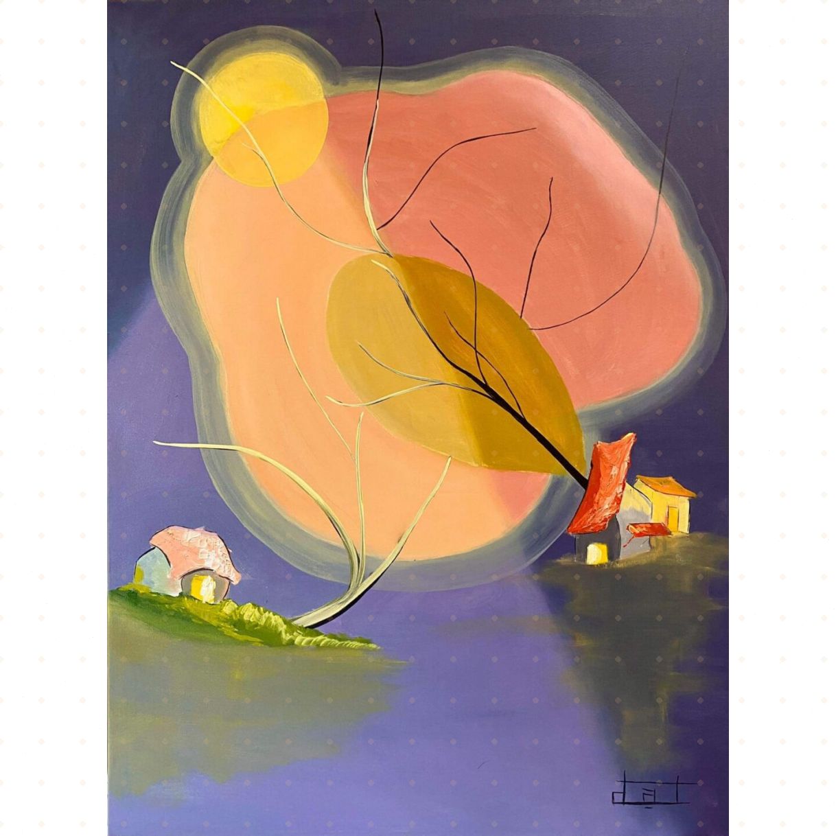 Tranh Acrylic Nghiêng Xuân Soi Bóng Độc Bản 60x80cm 