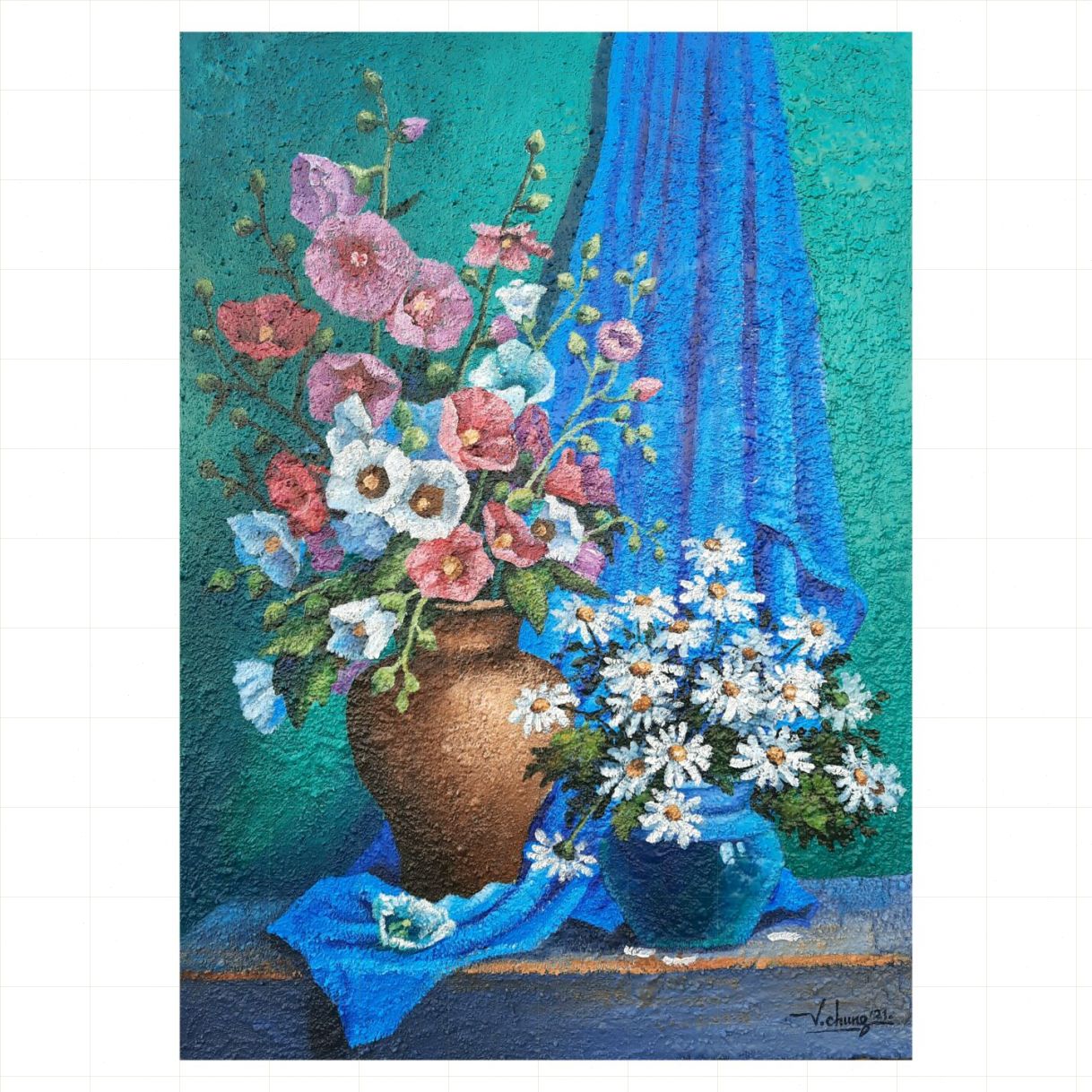 Tranh Hoa Góc Xuân Tổng Hợp Kích Thước 50x70cm 