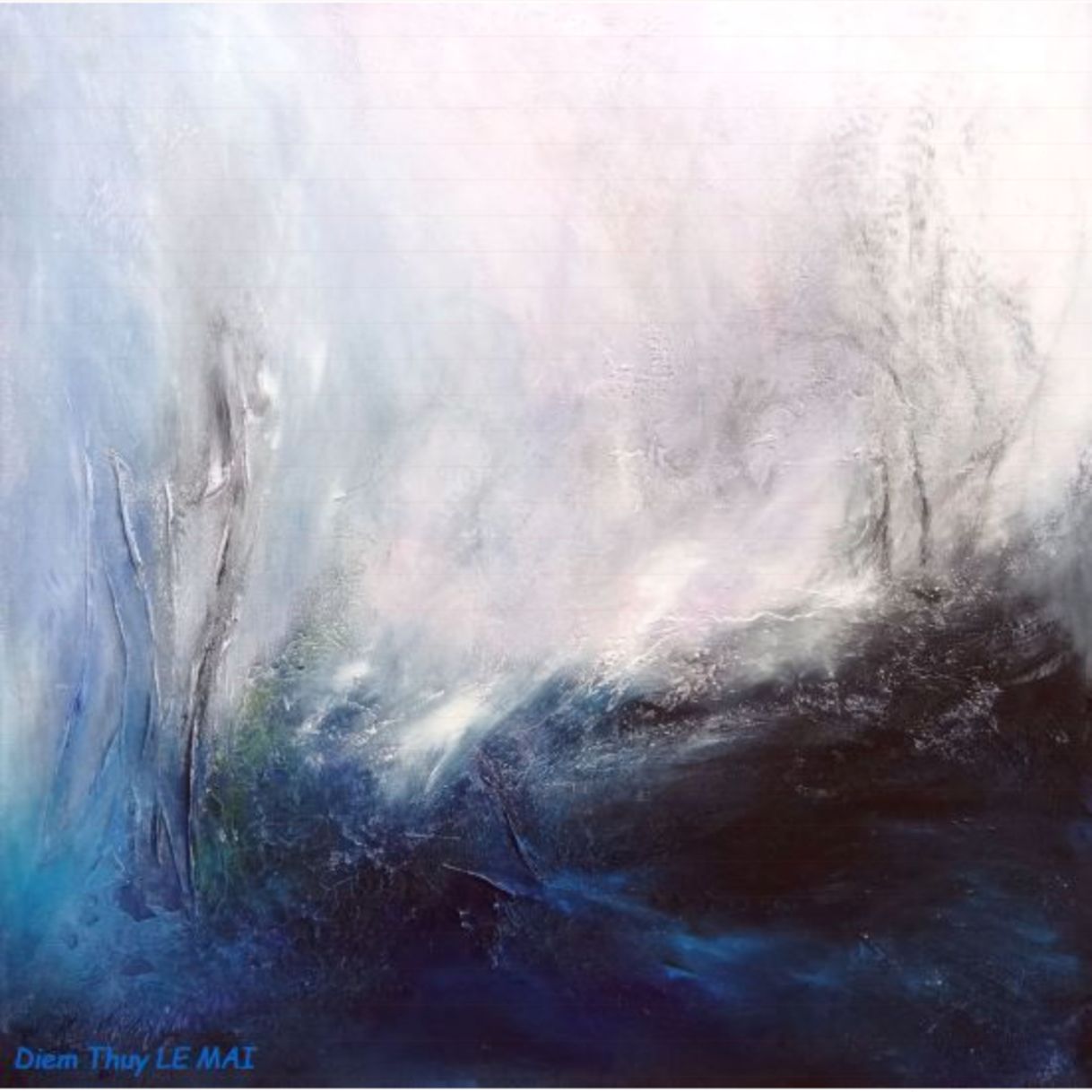 Tranh Acrylique Sơn Dầu Đêm Đông Khổ 80x80cm 