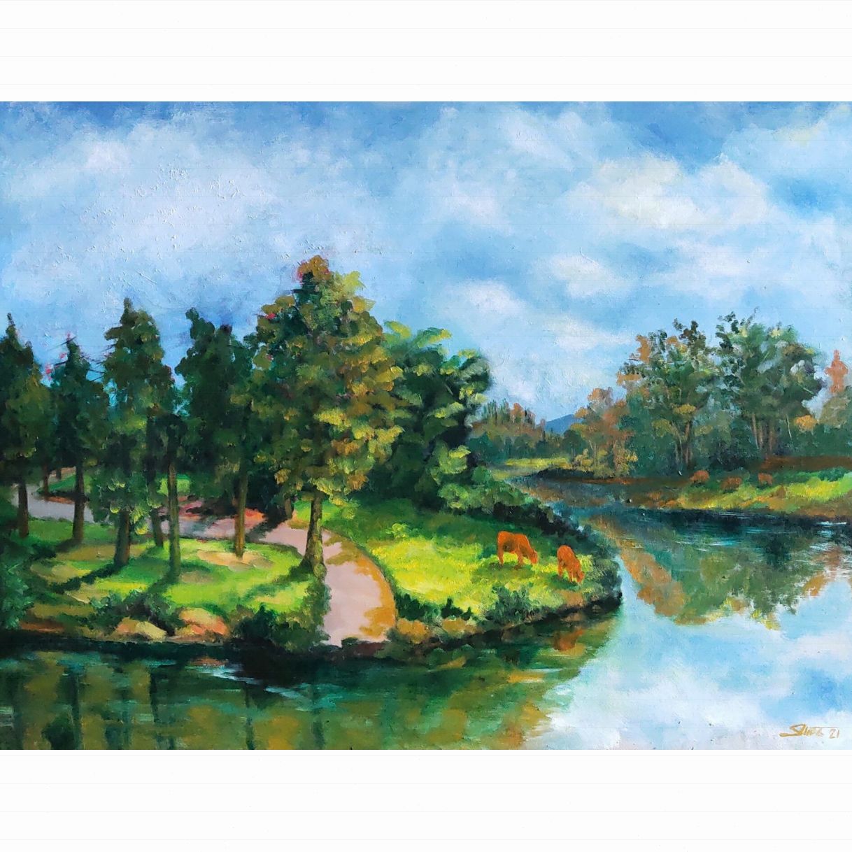 Tranh Thanh Bình Sơn Dầu 60x80cm Sang Trọng Độc Bản 