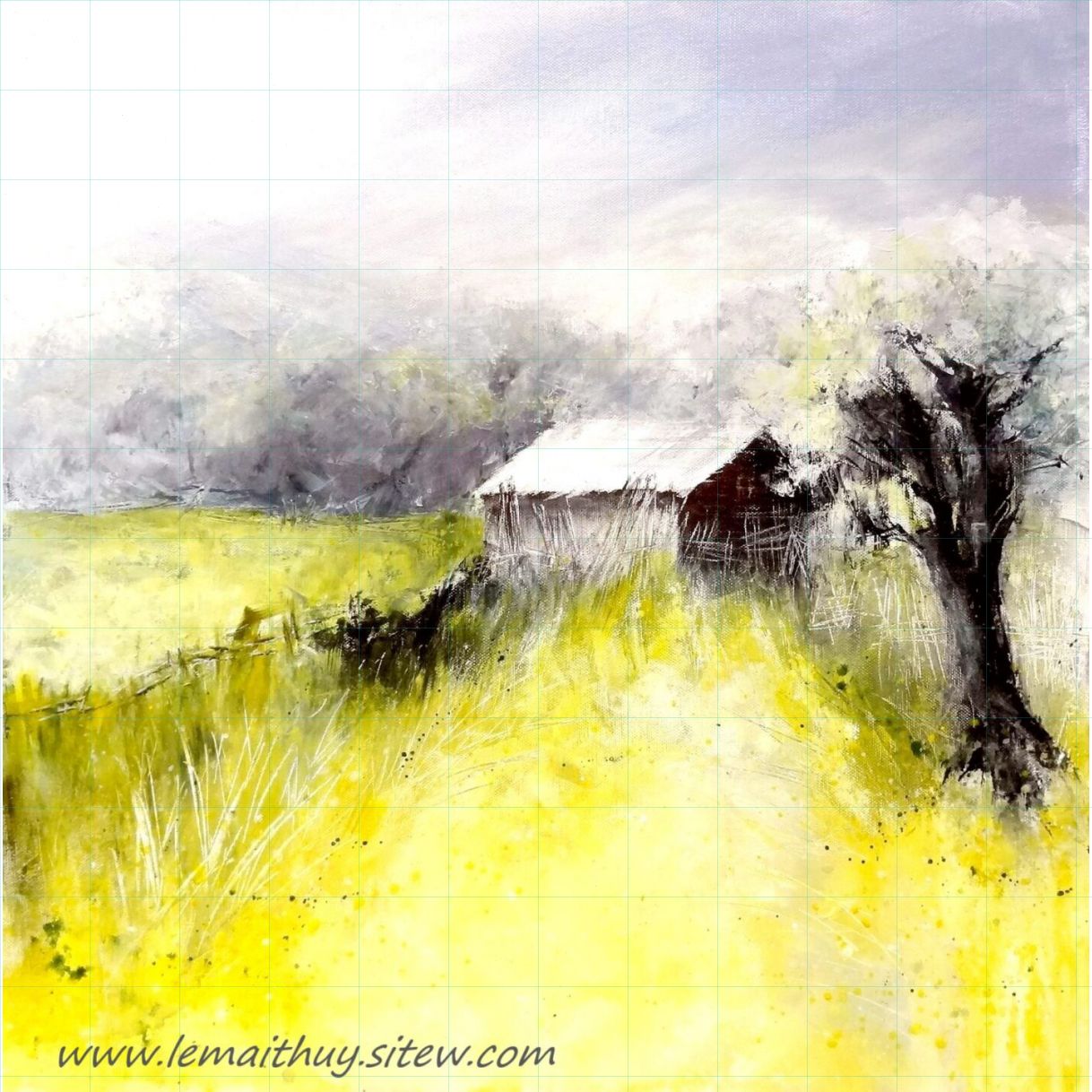 Tranh Sớm Xuân Diễm Thúy Sơn Dầu Acrylic Toan 60x60cm Độc Bản 