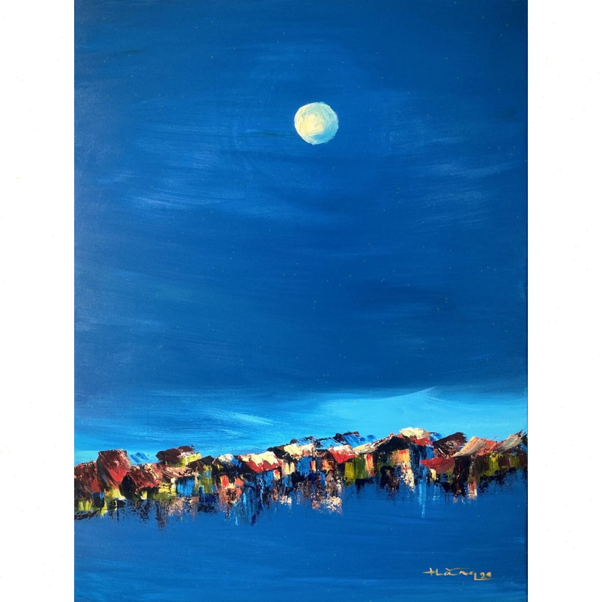 Tranh Nghệ Thuật Bình Yên Trên Những Mái Nhà Acrylic 