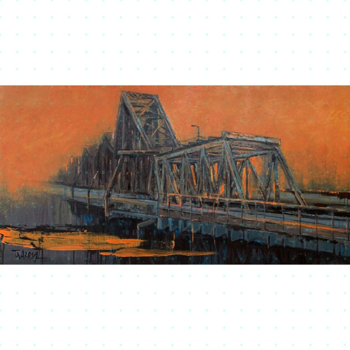Tranh Trọng Quyền Cầu Long Biên Acrylic 140x70cm Tranh Đẹp 