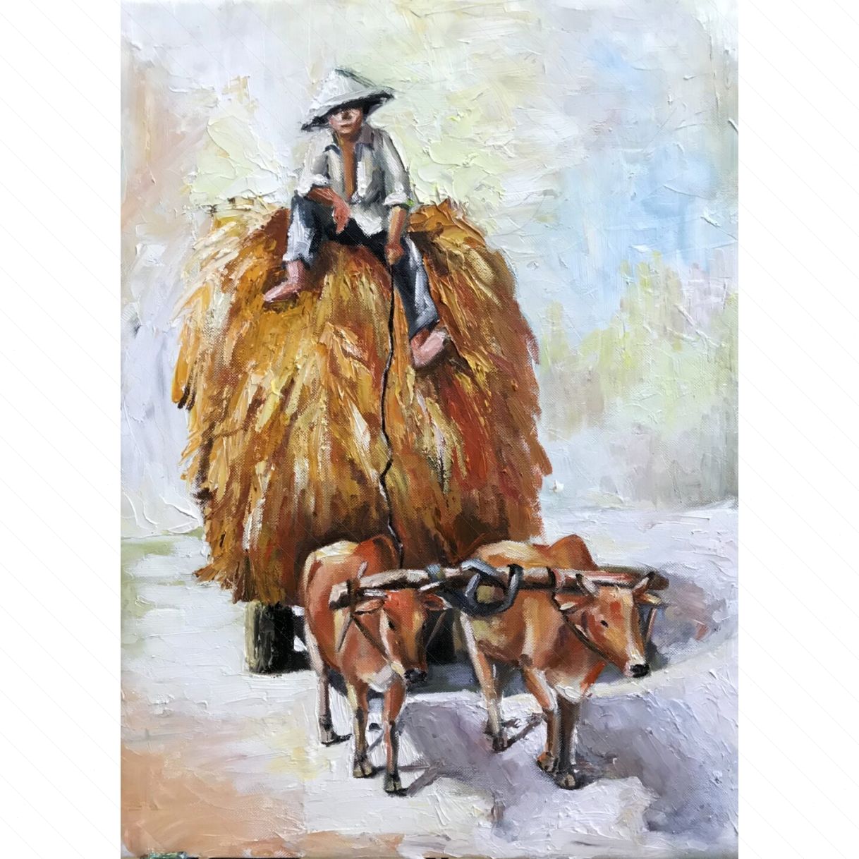 Tranh Sơn Dầu Phượng Ớt Miền Ký Ức 40x55cm Năm 2021 